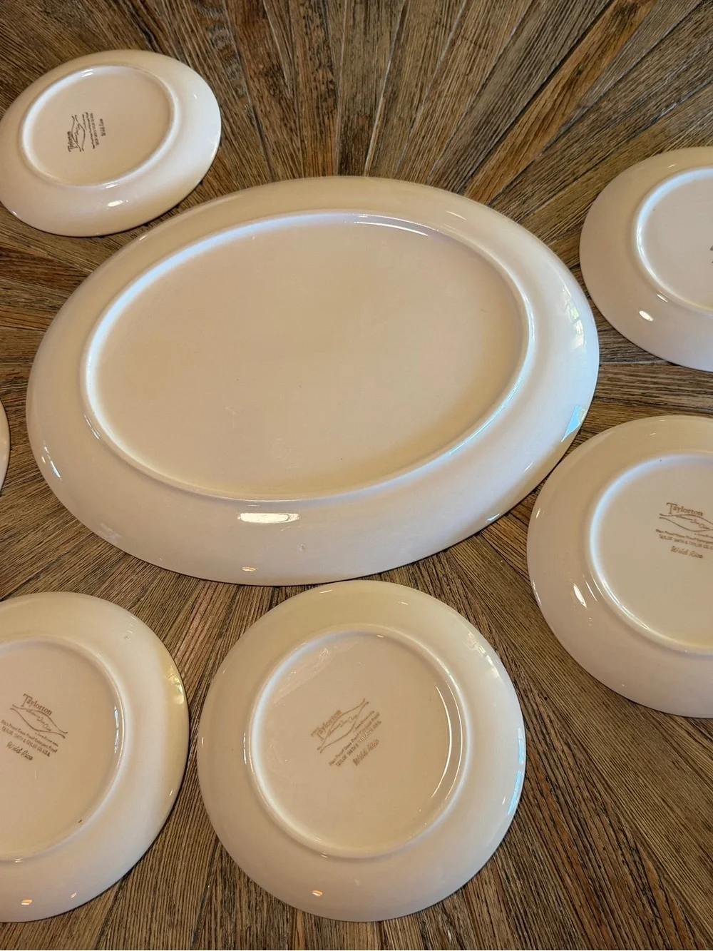 Taylor Smith Taylorton Wild Rice Atomic Serving Platter + 6 Bread Plates MCM